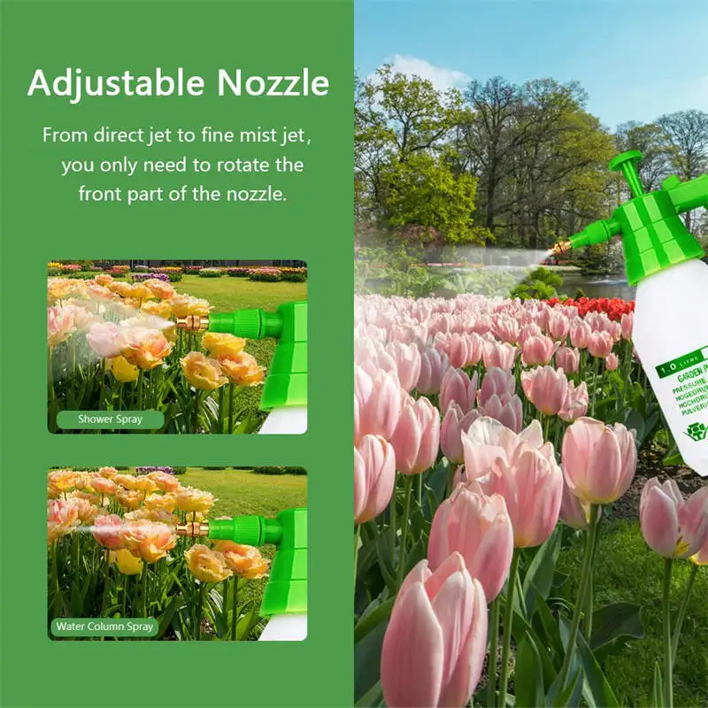 Garden Pump Sprayer - 2L Pressure Bottle for Lawn, Weeds, Home Cleaning, Car Window Washing - Ideal Watering Spray For Plants and Gardening