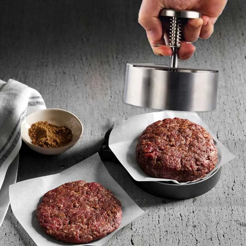 304 Stainless Steel Non-Stick Round Manual Rice Ball Mold Thickness Adjusted Kitchen Beef BBQ Tools - Ultimate Hamburger Presses Patties Maker