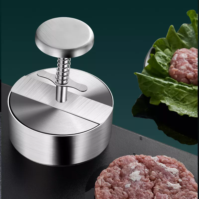 304 Stainless Steel Non-Stick Round Manual Rice Ball Mold Thickness Adjusted Kitchen Beef BBQ Tools - Ultimate Hamburger Presses Patties Maker