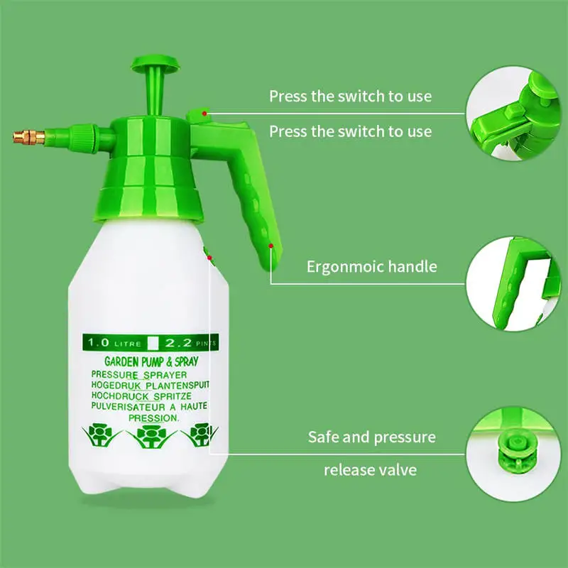 Garden Pump Sprayer - 2L Pressure Bottle for Lawn, Weeds, Home Cleaning, Car Window Washing - Ideal Watering Spray For Plants and Gardening