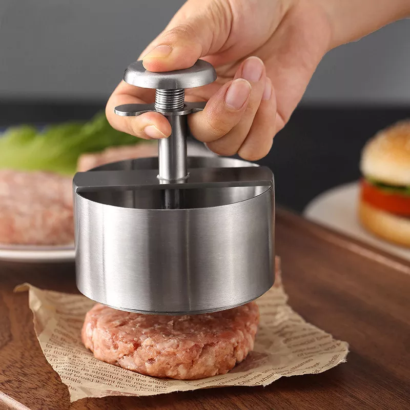 304 Stainless Steel Non-Stick Round Manual Rice Ball Mold Thickness Adjusted Kitchen Beef BBQ Tools - Ultimate Hamburger Presses Patties Maker