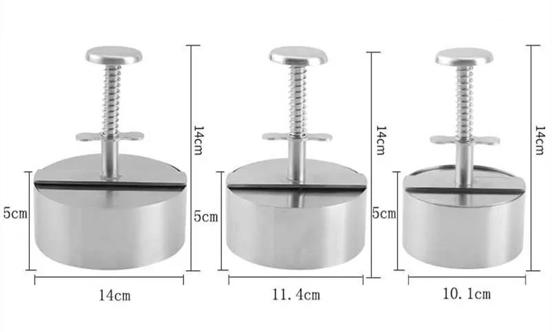 304 Stainless Steel Non-Stick Round Manual Rice Ball Mold Thickness Adjusted Kitchen Beef BBQ Tools - Ultimate Hamburger Presses Patties Maker