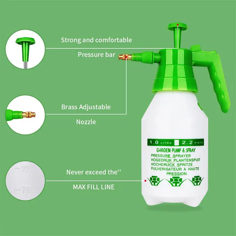 Garden Pump Sprayer - 2L Pressure Bottle for Lawn, Weeds, Home Cleaning, Car Window Washing - Ideal Watering Spray For Plants and Gardening