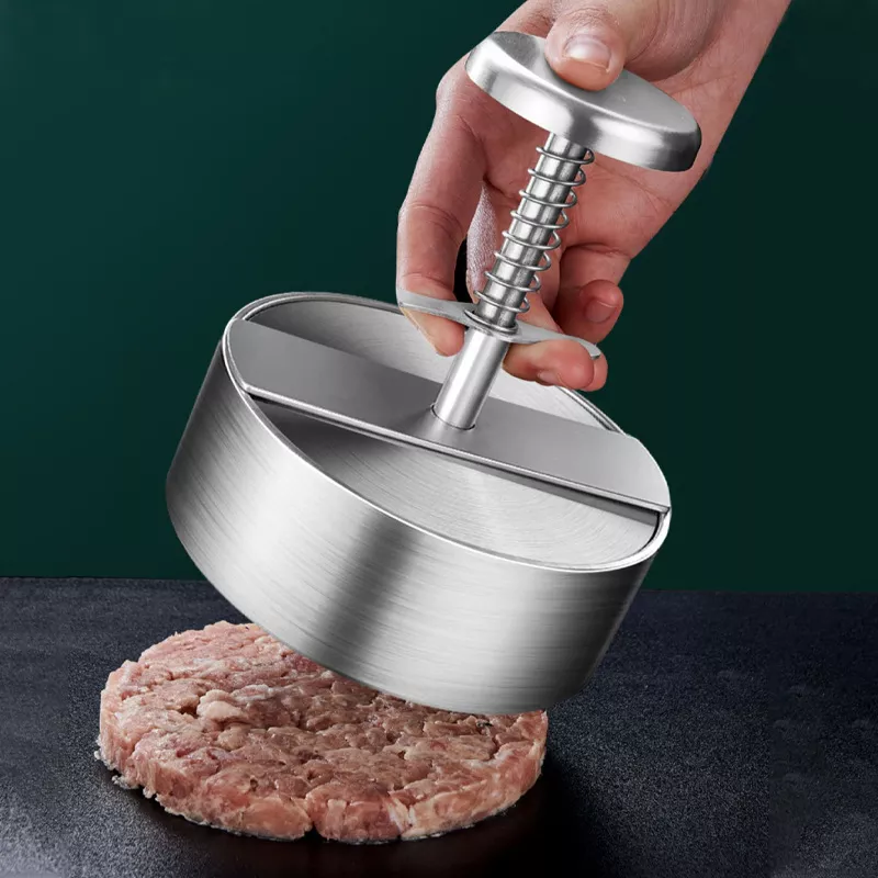 304 Stainless Steel Non-Stick Round Manual Rice Ball Mold Thickness Adjusted Kitchen Beef BBQ Tools - Ultimate Hamburger Presses Patties Maker
