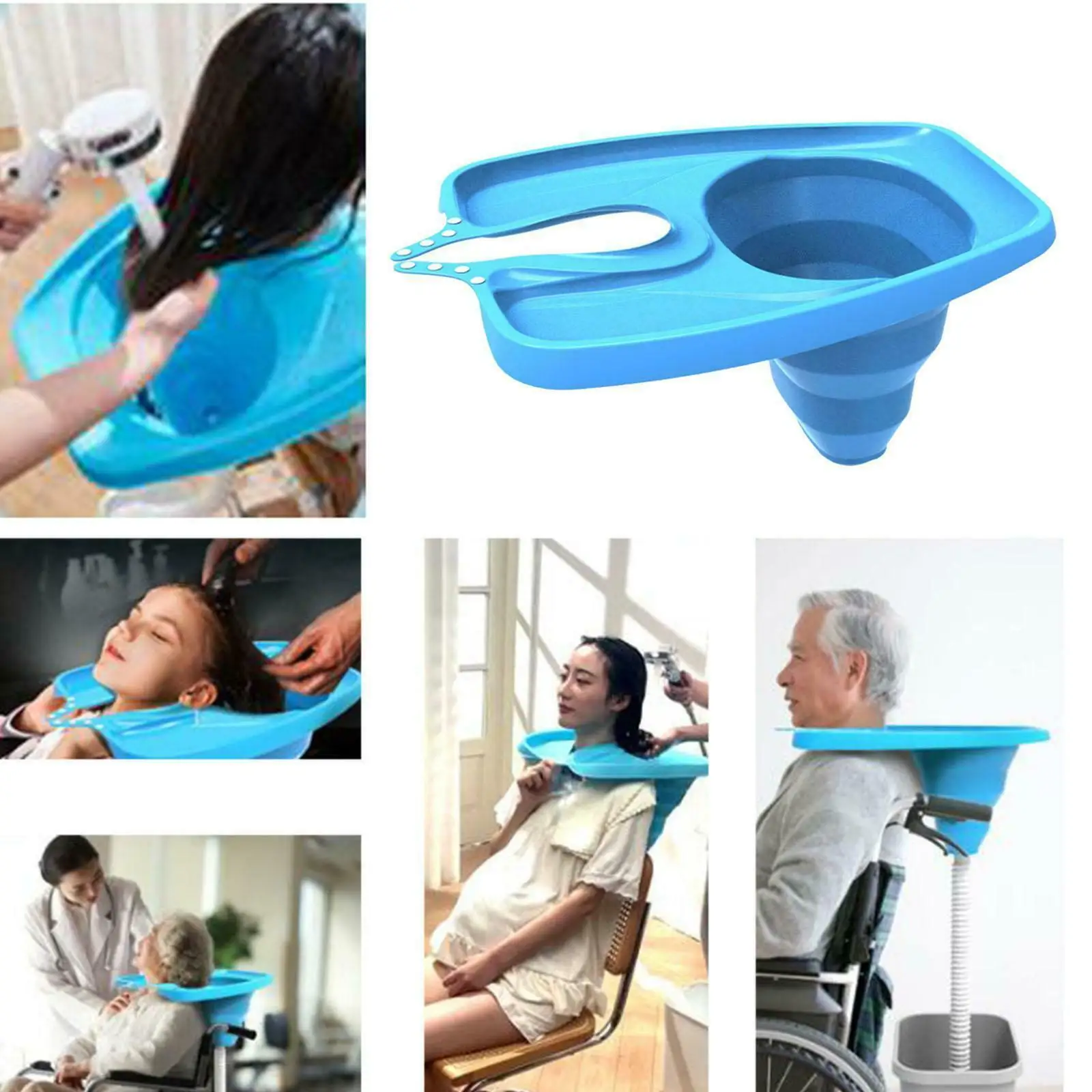 portable hair shampoo basin Portable Inflatable Hair Washing Kit for Elderly, Disabled, Pregnant Women, and Children - Includes Shampoo Basin for Bedside and In-Bed Use